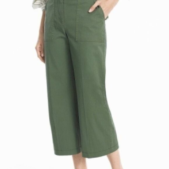 NWT WHBM WIDE LEG CROP PANTS GREEN - Picture 1 of 10